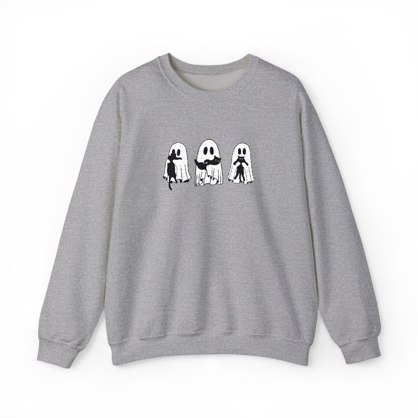 Cat Lover Ghost Embroidered Sweatshirt