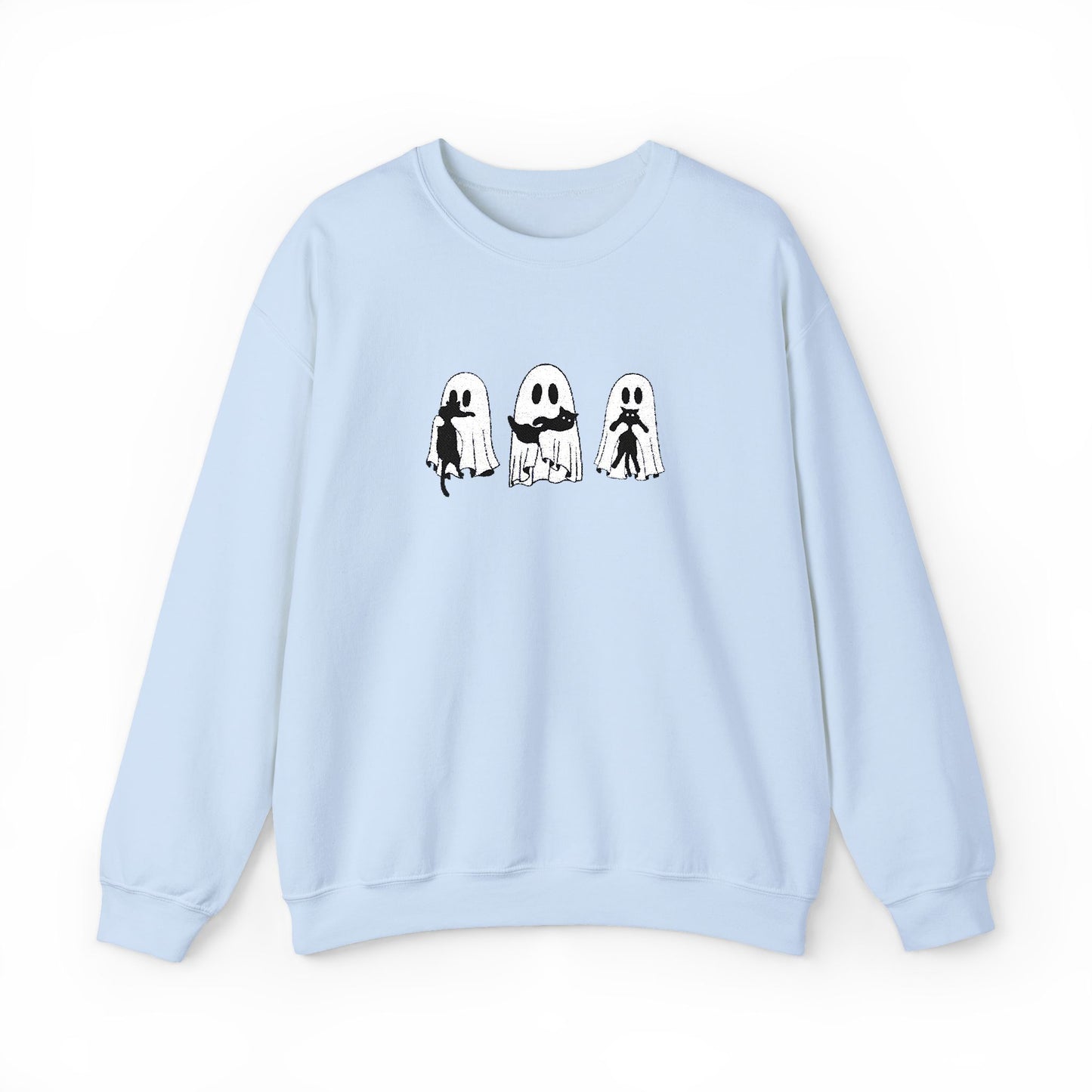Cat Lover Ghost Embroidered Sweatshirt