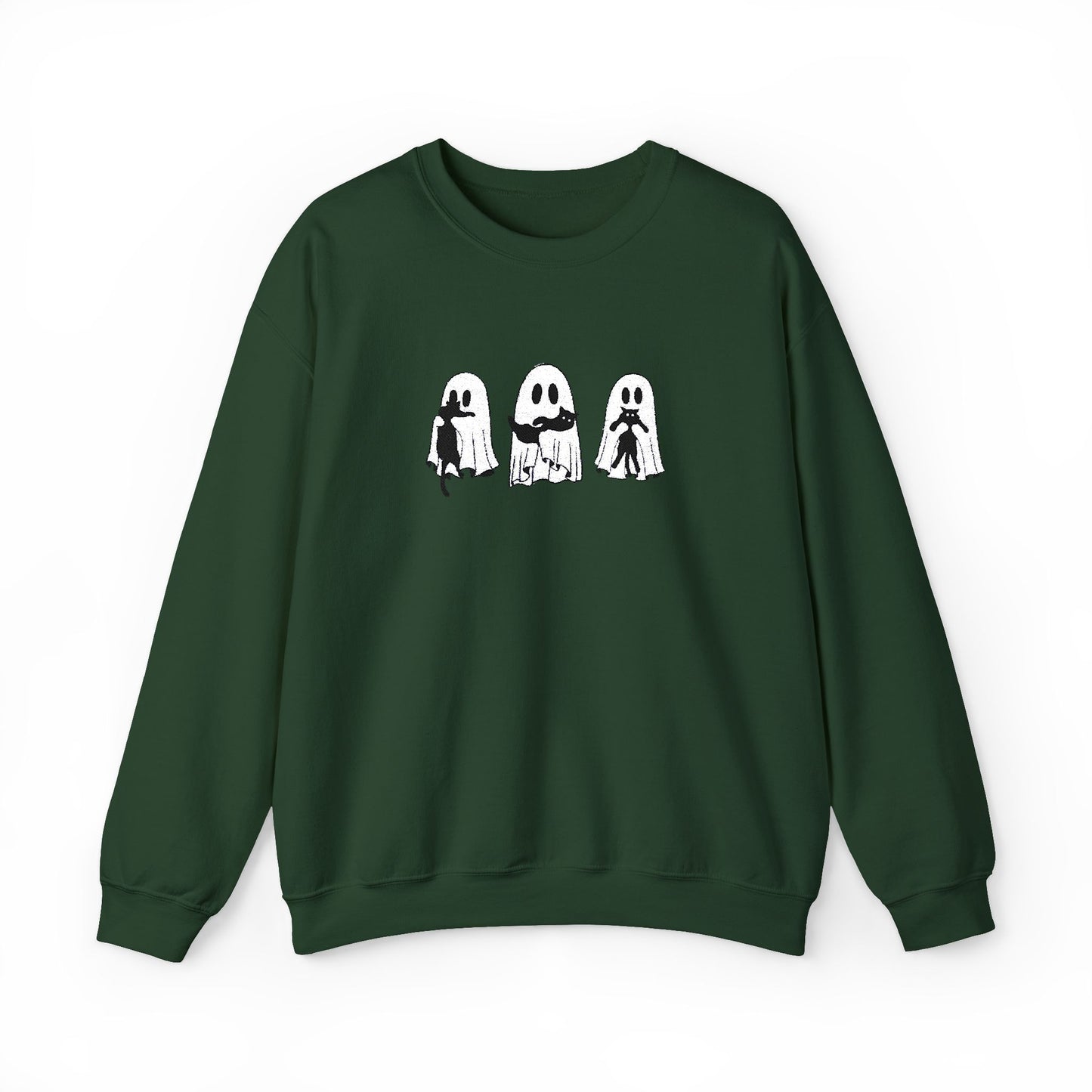 Cat Lover Ghost Embroidered Sweatshirt