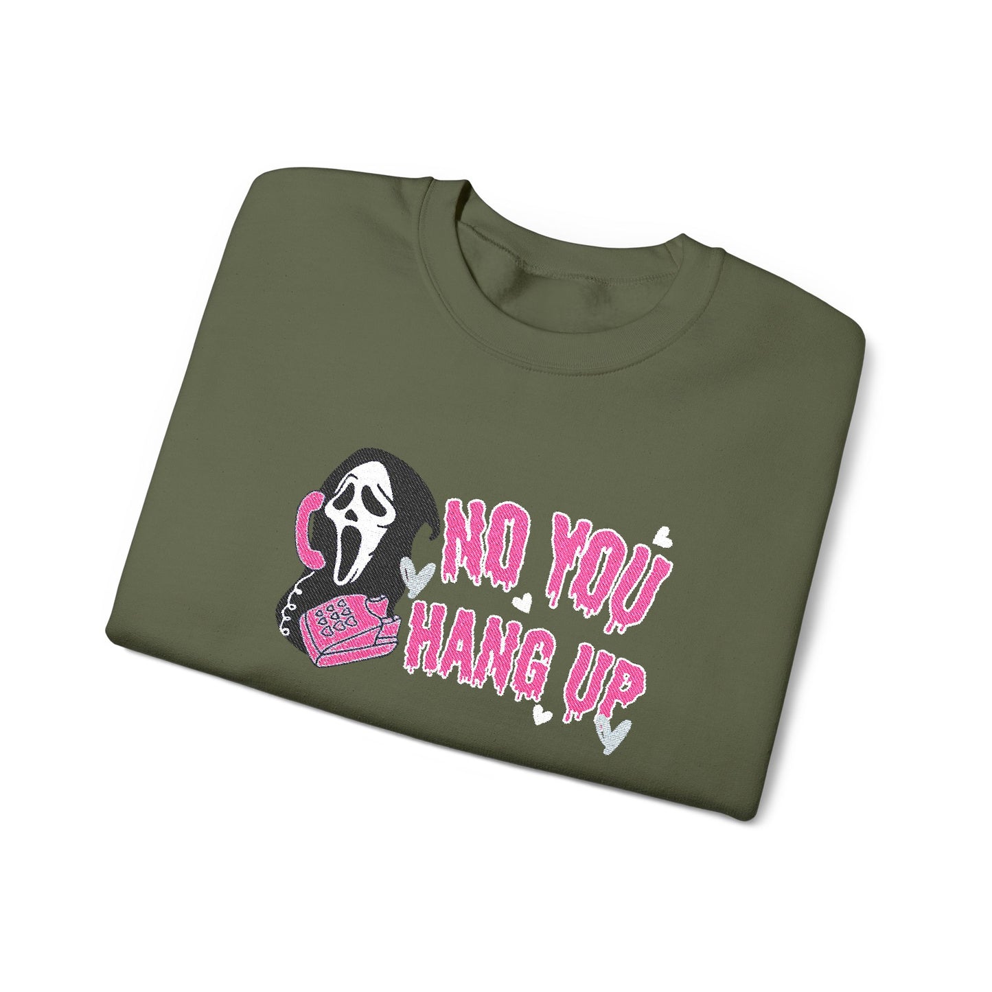 No You Hang Up Scream Embroidered Sweatshirt
