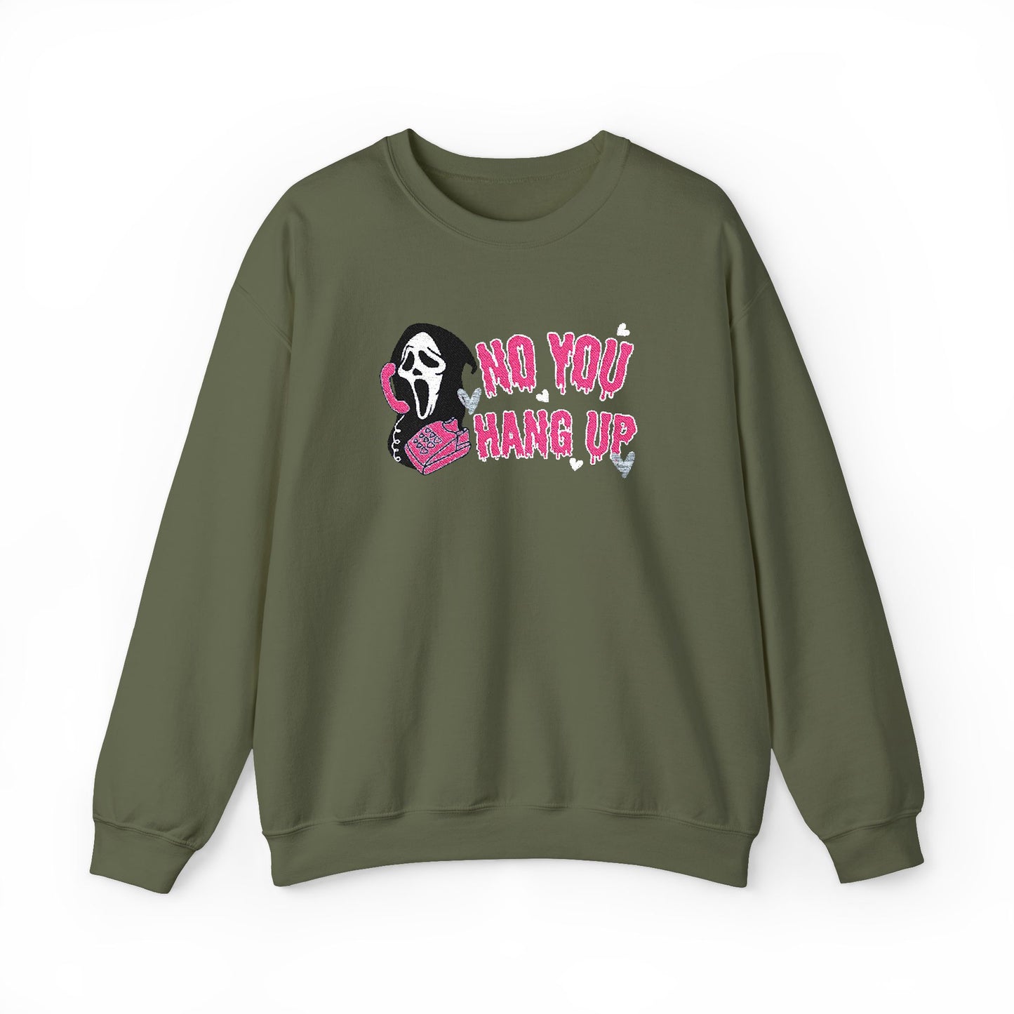 No You Hang Up Scream Embroidered Sweatshirt