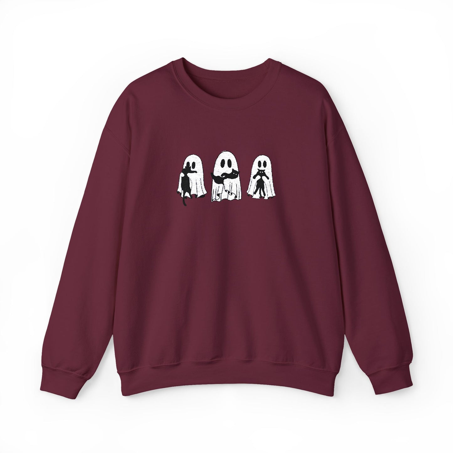 Cat Lover Ghost Embroidered Sweatshirt