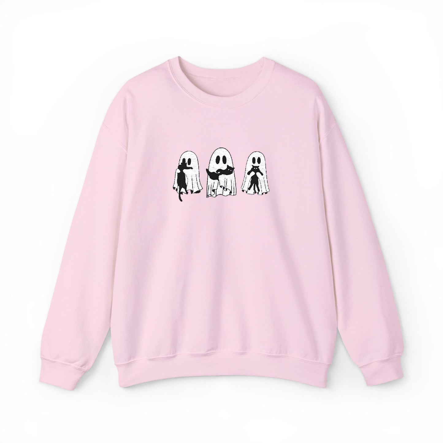 Cat Lover Ghost Embroidered Sweatshirt