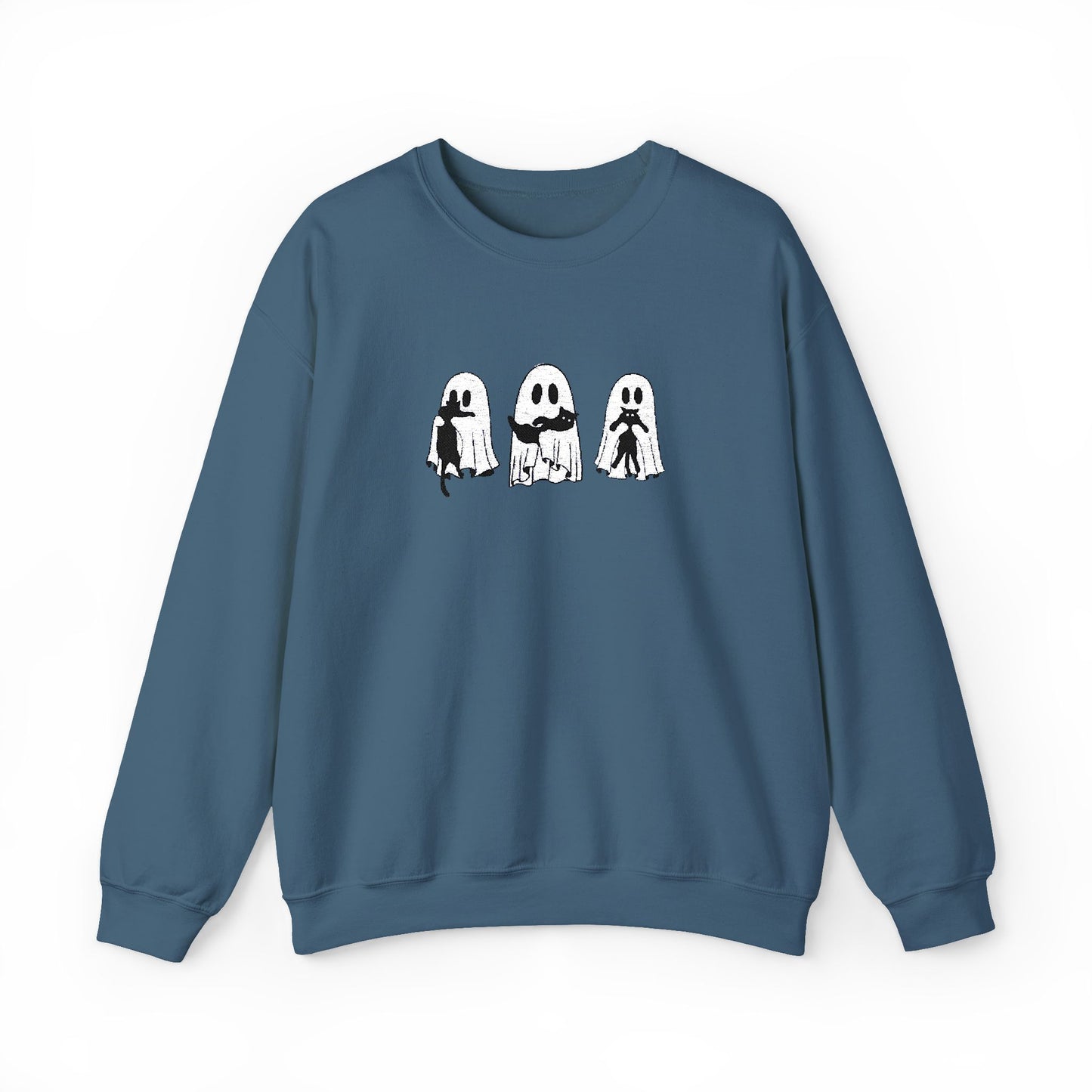 Cat Lover Ghost Embroidered Sweatshirt
