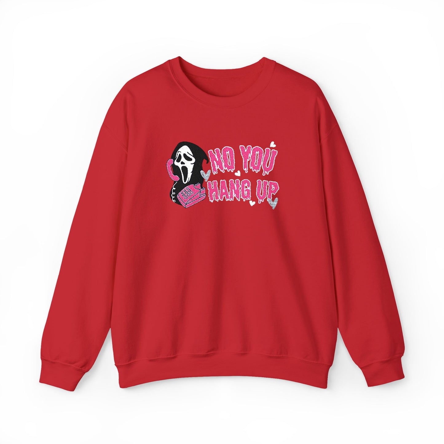 No You Hang Up Scream Embroidered Sweatshirt
