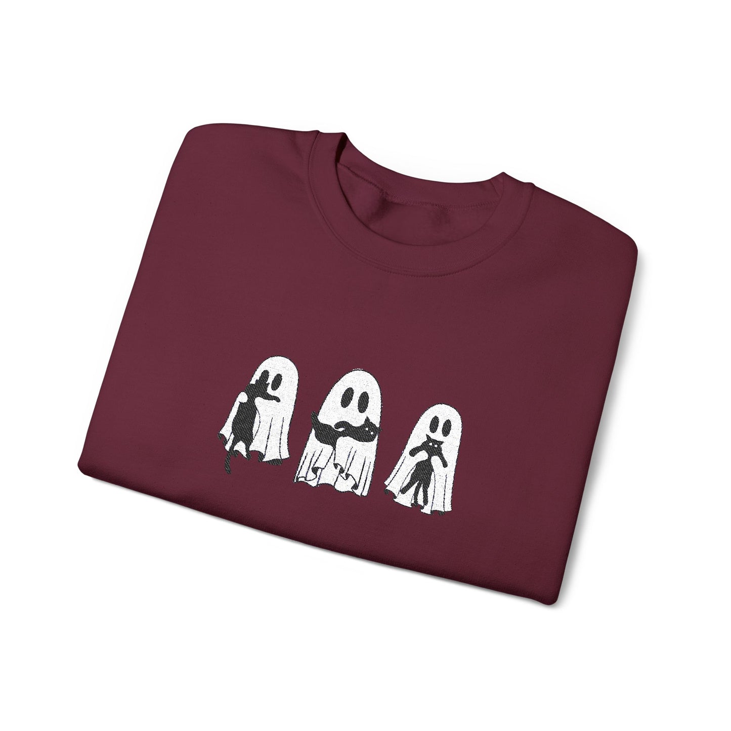 Cat Lover Ghost Embroidered Sweatshirt