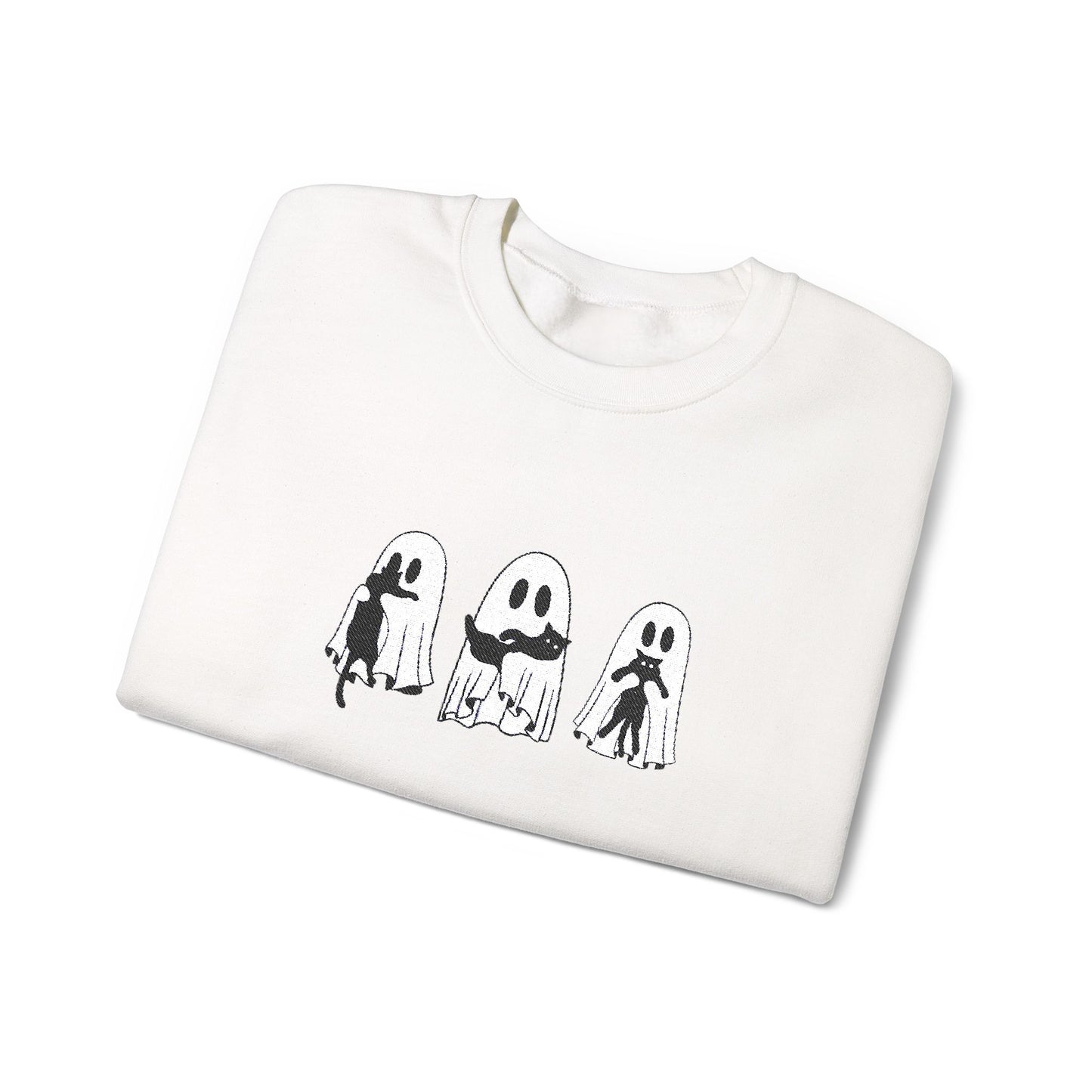 Cat Lover Ghost Embroidered Sweatshirt