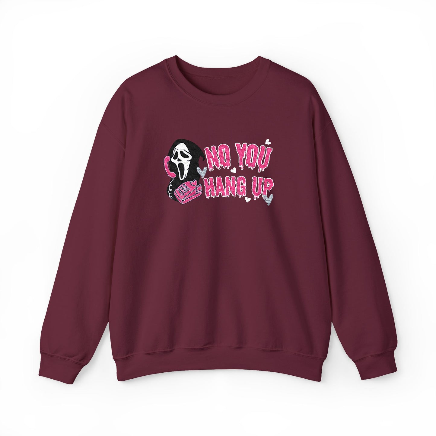 No You Hang Up Scream Embroidered Sweatshirt
