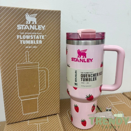Pink Strawberries 40 OZ Stanley Tumbler