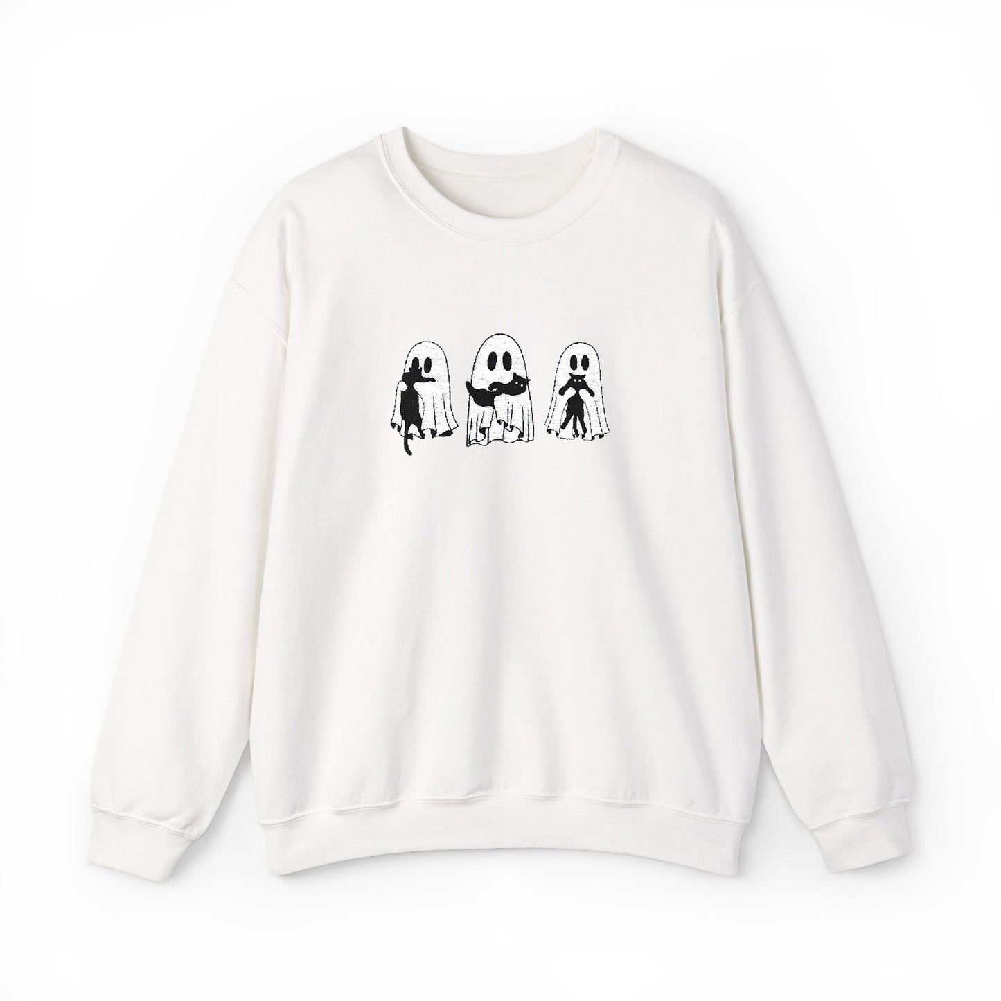Cat Lover Ghost Embroidered Sweatshirt