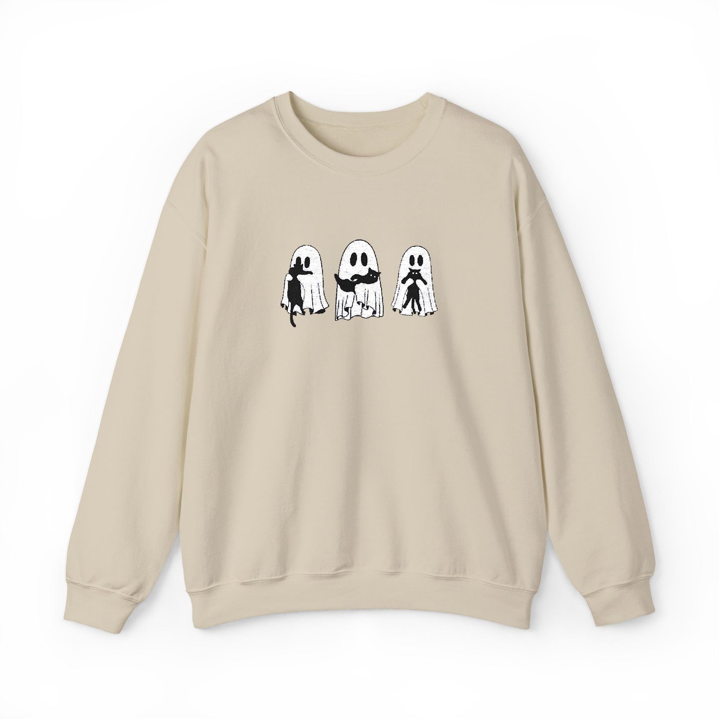 Cat Lover Ghost Embroidered Sweatshirt