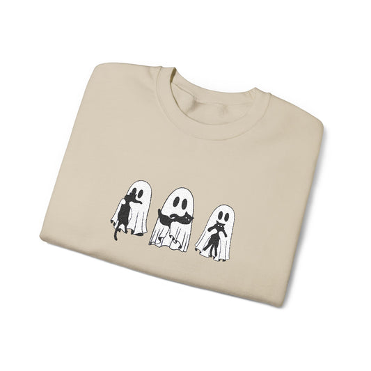 Cat Lover Ghost Embroidered Sweatshirt