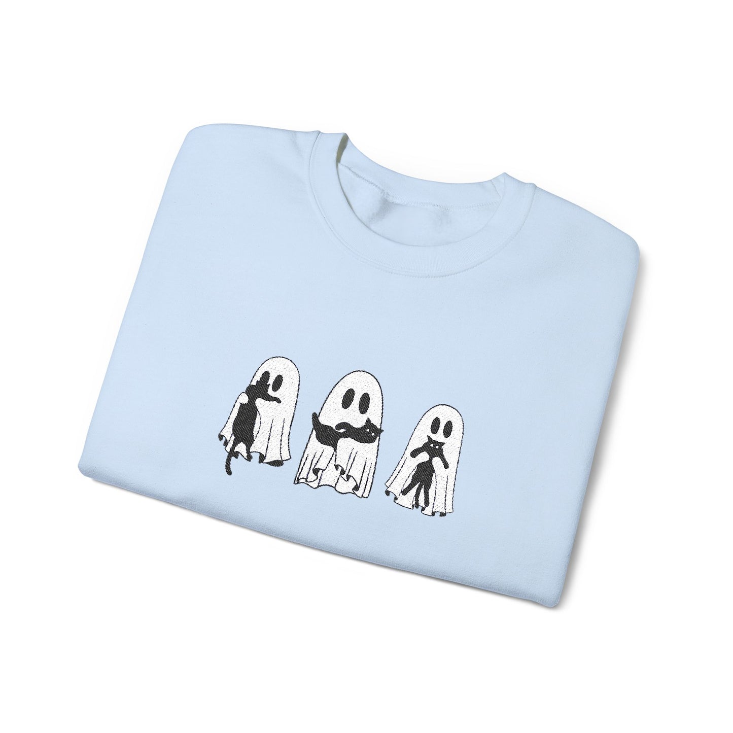 Cat Lover Ghost Embroidered Sweatshirt