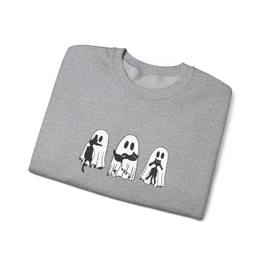 Cat Lover Ghost Embroidered Sweatshirt