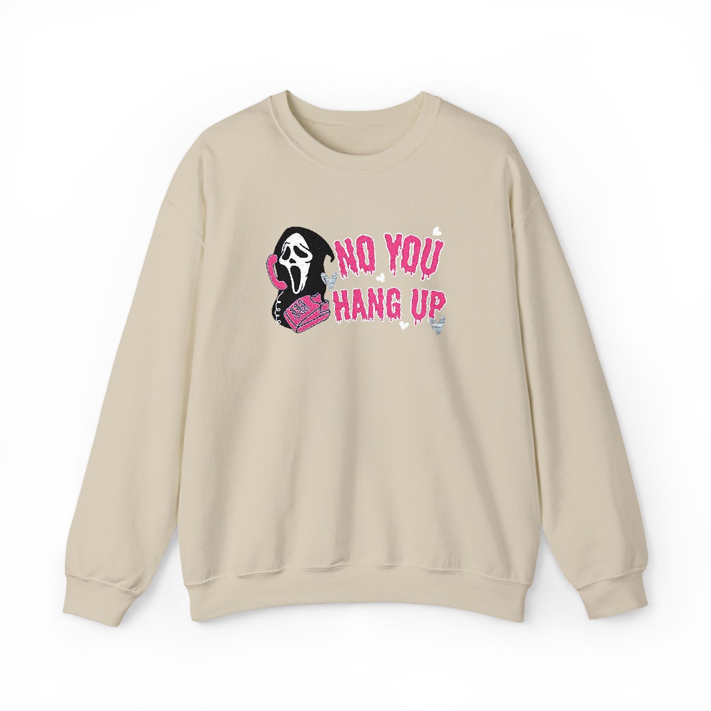 No You Hang Up Scream Embroidered Sweatshirt